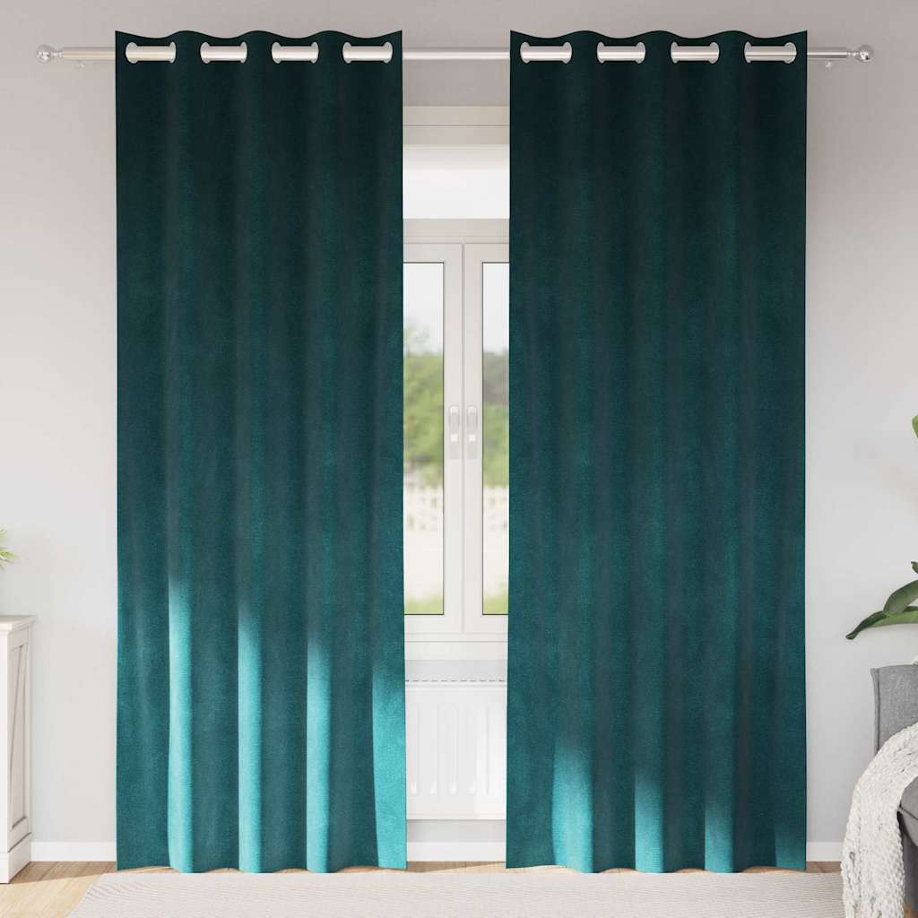 Tende oscuranti Vidaxx 2 pezzi verde scuro 140 x 225 cm in velluto