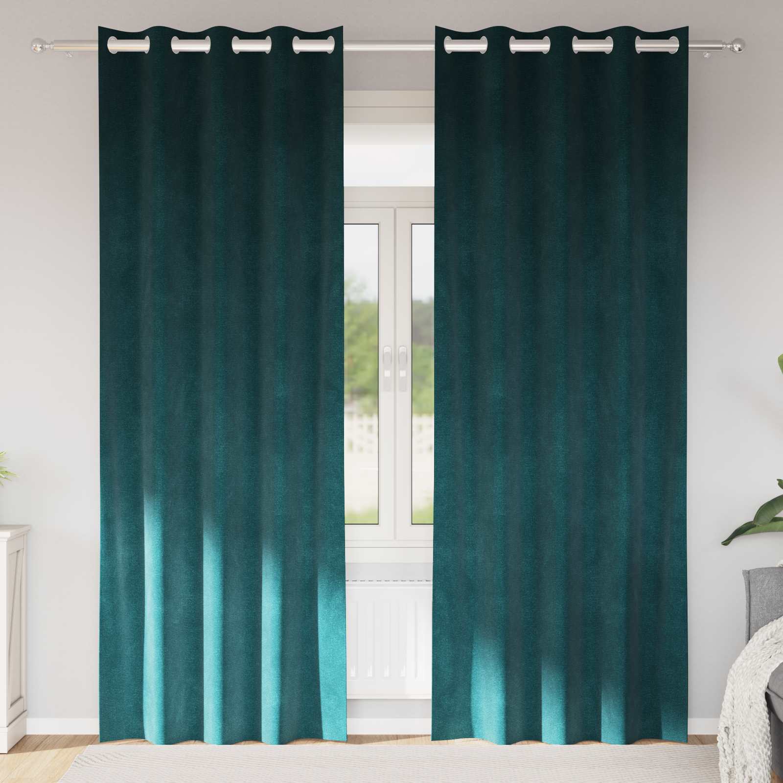 Tende oscuranti Vidaxx 2 pezzi verde scuro 140 x 245 cm in velluto