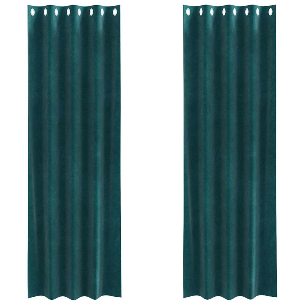Tende oscuranti Vidaxx 2 pezzi verde scuro 140 x 260 cm in velluto