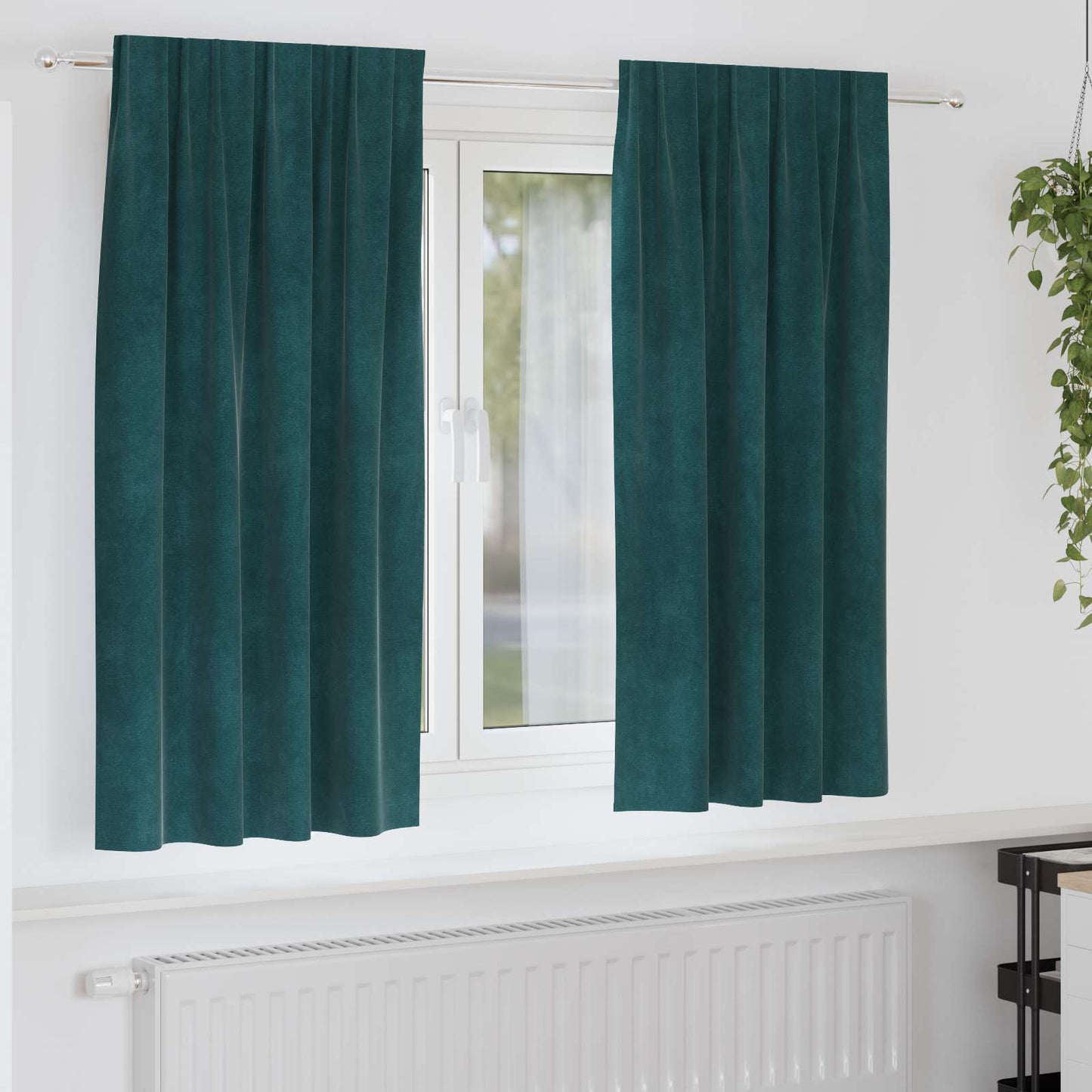 Tende oscuranti Vidaxx 2 pezzi verde scuro 140 x 175 cm in velluto
