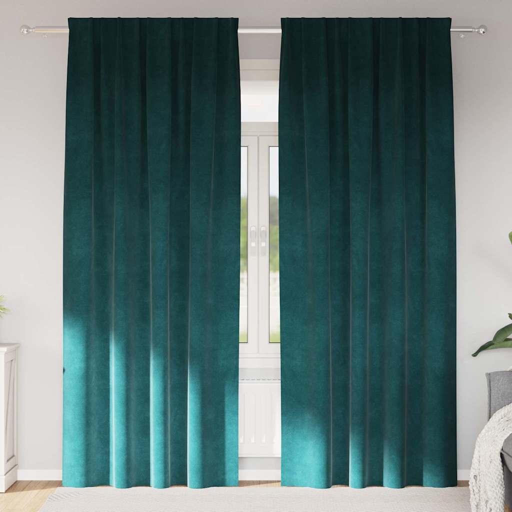Vidaxx cortinas opacas 2 piezas terciopelo verde oscuro 140 x 245 cm