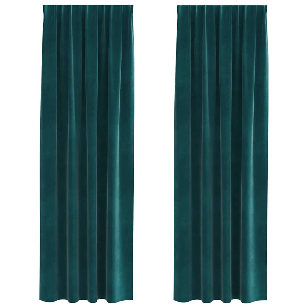 Vidaxx cortinas opacas 2 piezas terciopelo verde oscuro 140 x 245 cm