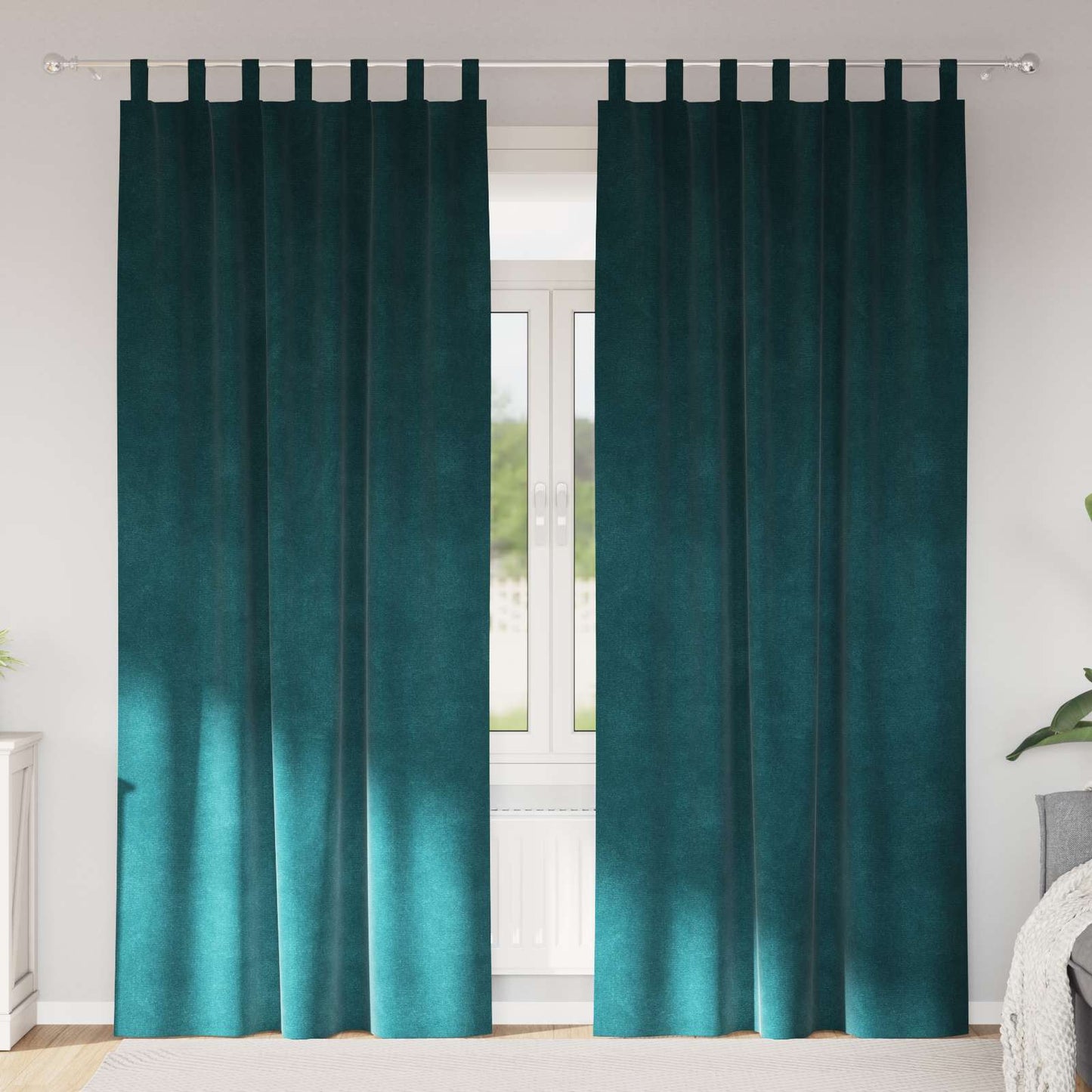 Vidaxx cortinas opacas 2 piezas terciopelo verde oscuro 140 x 245 cm