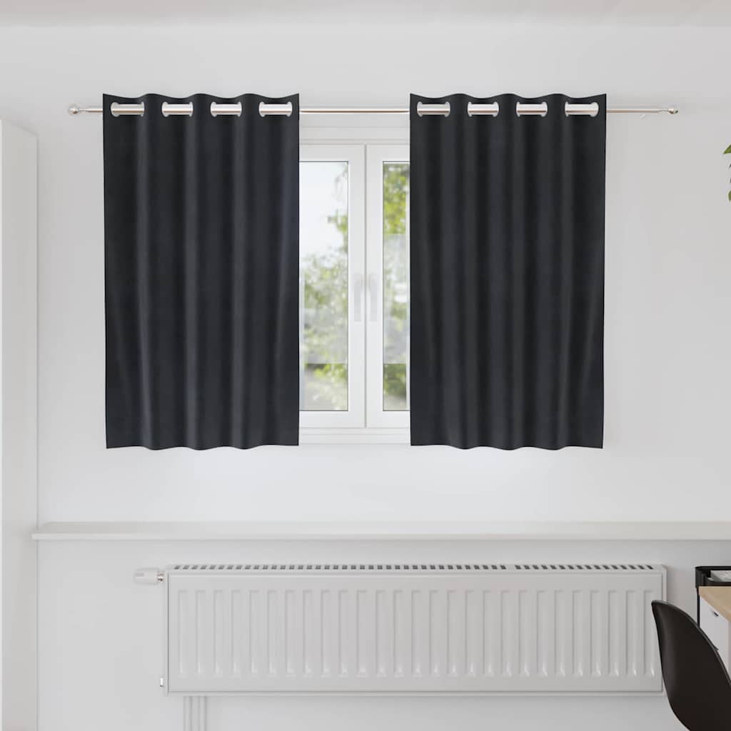 Vidaxl cortinas opacas 2 piezas terciopelo gris oscuro 140 x 140 cm