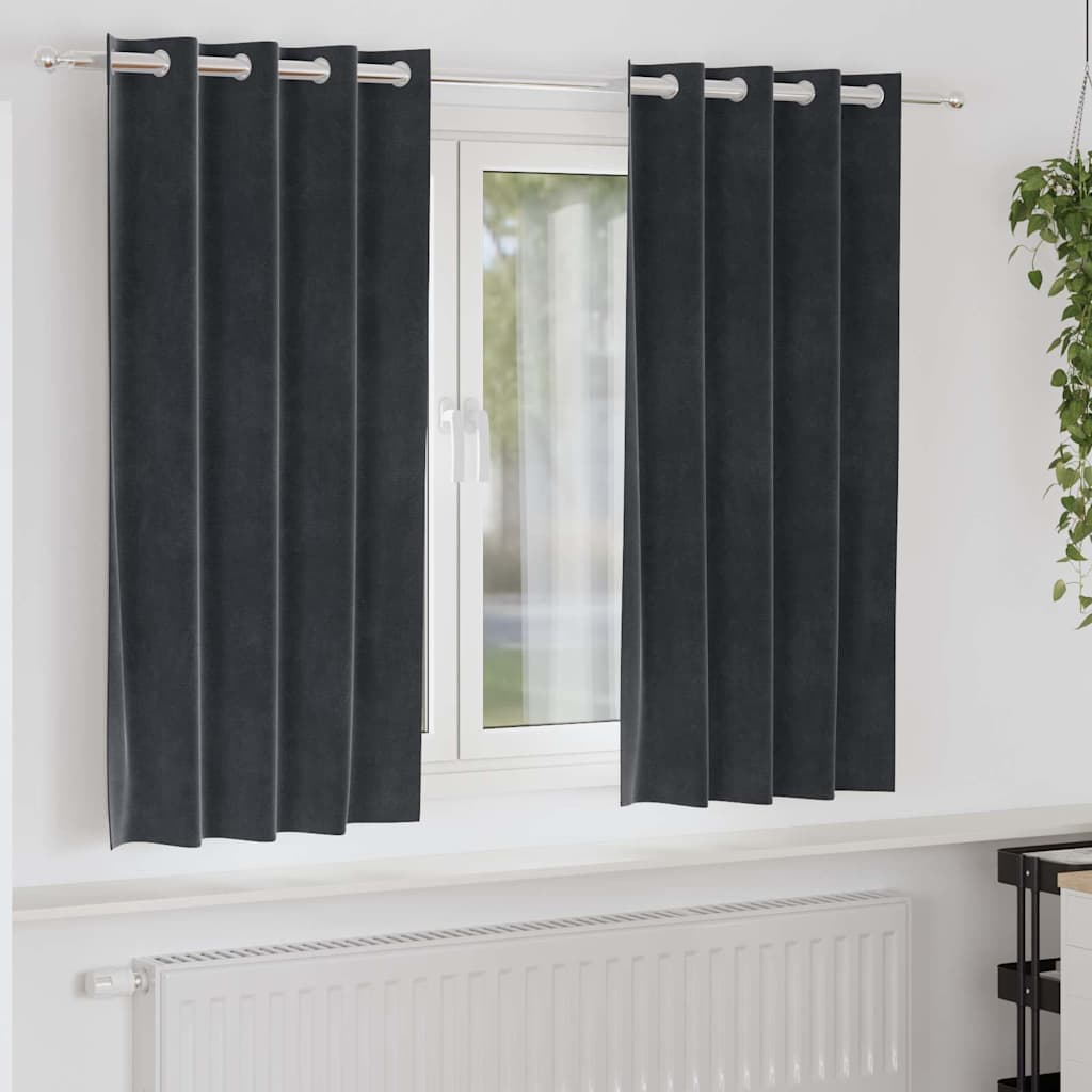 Vidaxl cortinas opacas 2 piezas terciopelo gris oscuro 140 x 175 cm