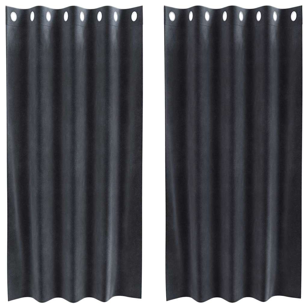 Vidaxl cortinas opacas 2 piezas terciopelo gris oscuro 140 x 175 cm