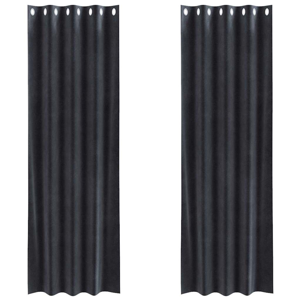 Vidaxl cortinas opacas 2 piezas terciopelo gris oscuro 140 x 260 cm