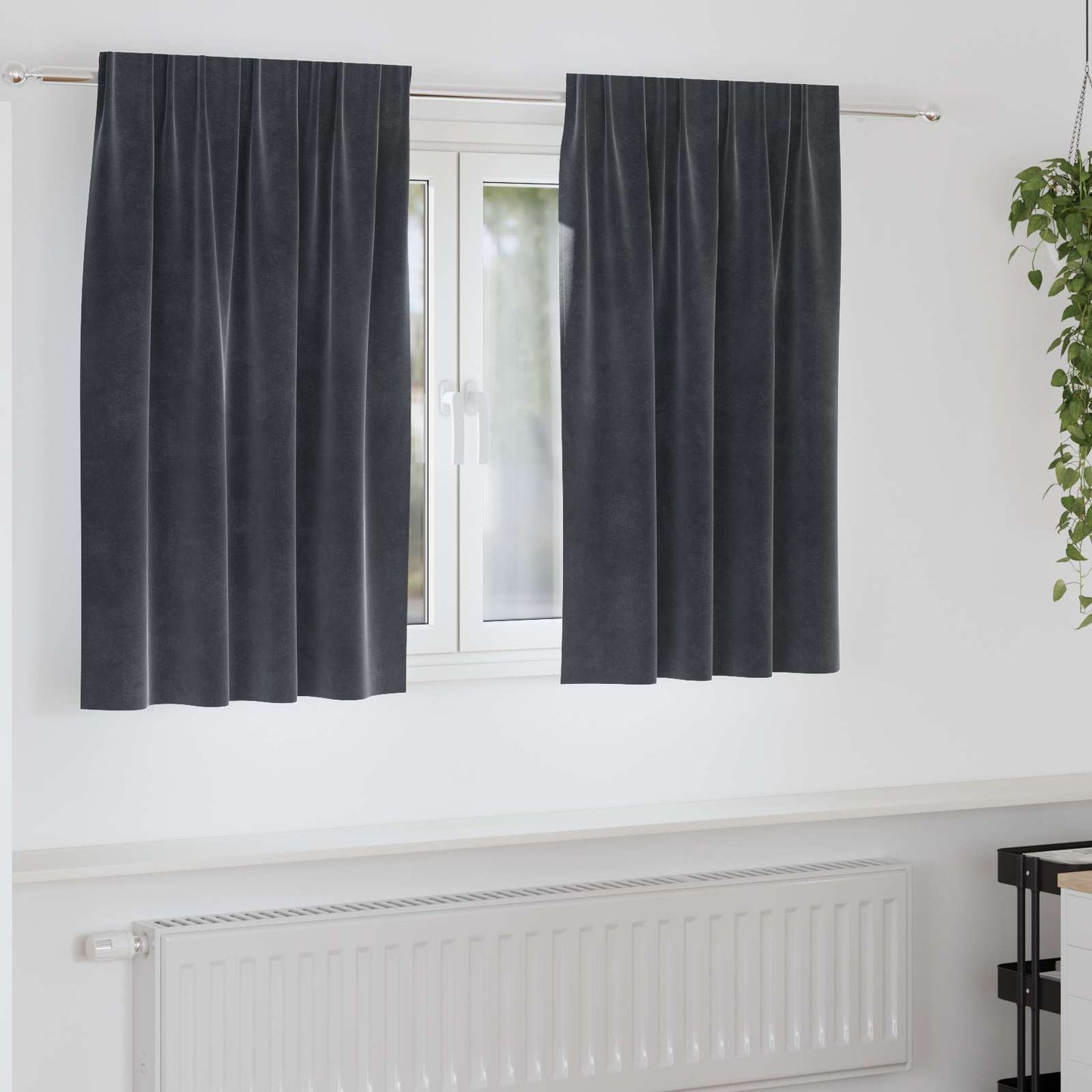 Vidaxl cortinas opacas 2 piezas terciopelo gris oscuro 140 x 140 cm
