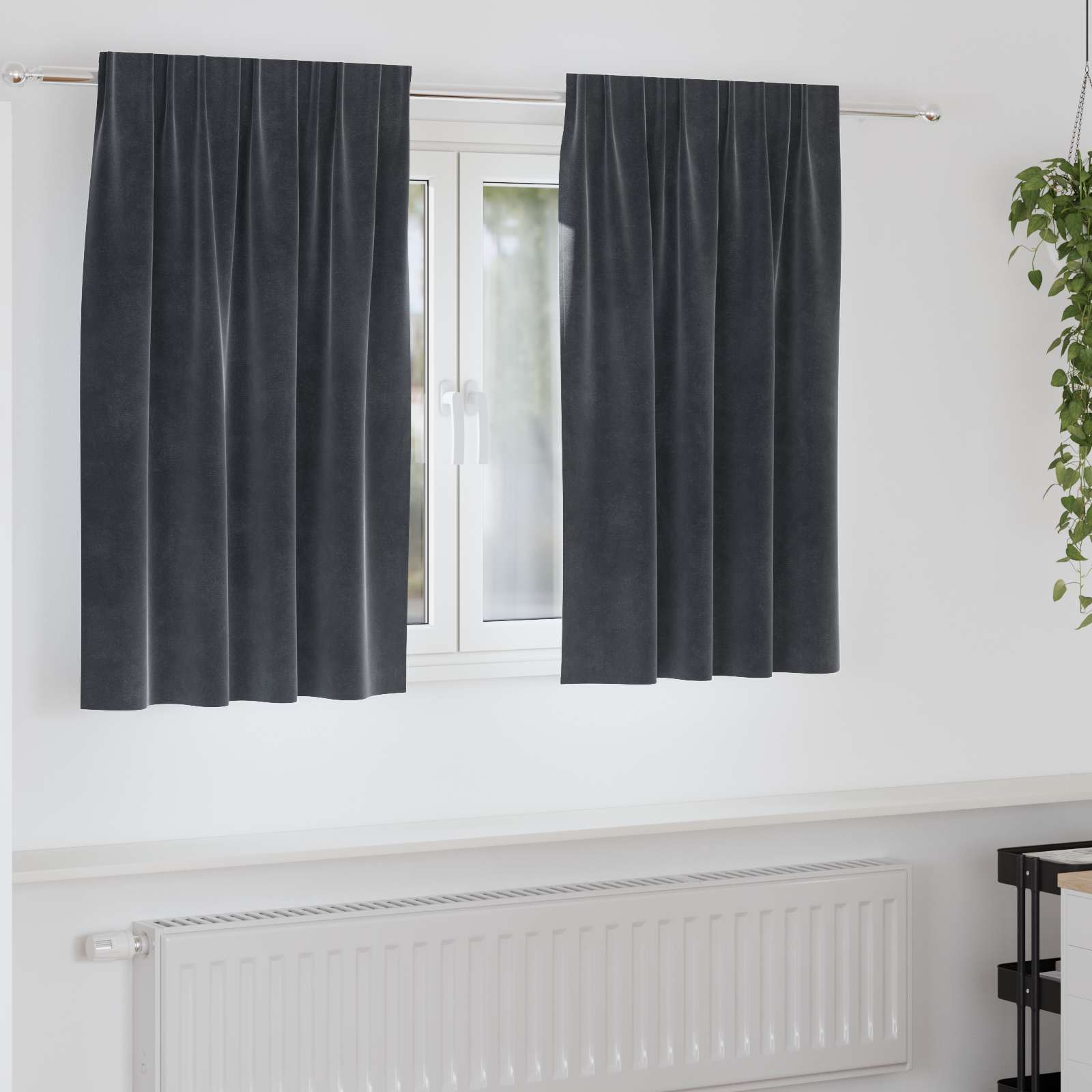 Vidaxl cortinas opacas 2 piezas terciopelo gris oscuro 140 x 140 cm