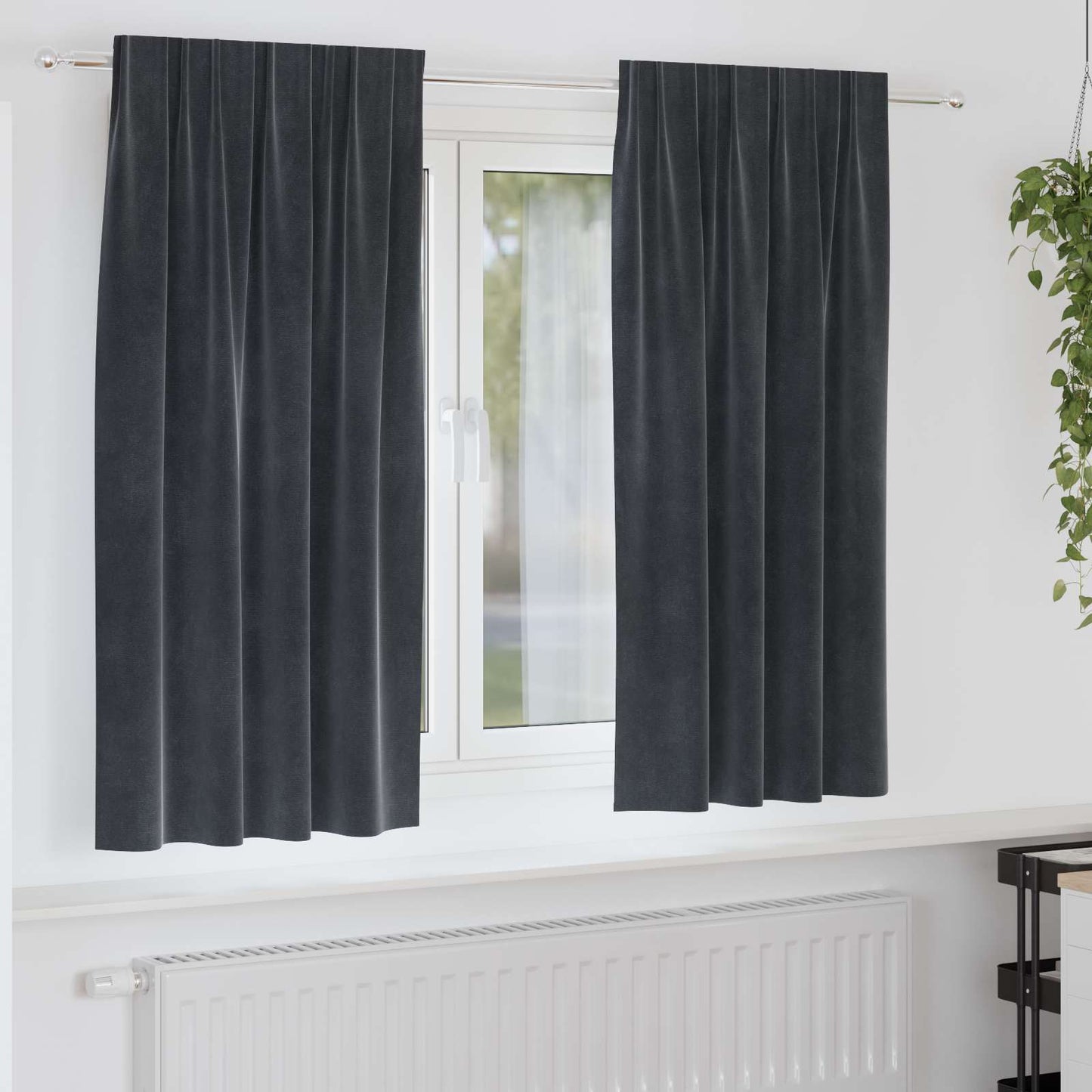 Vidaxl cortinas opacas 2 piezas terciopelo gris oscuro 140 x 175 cm