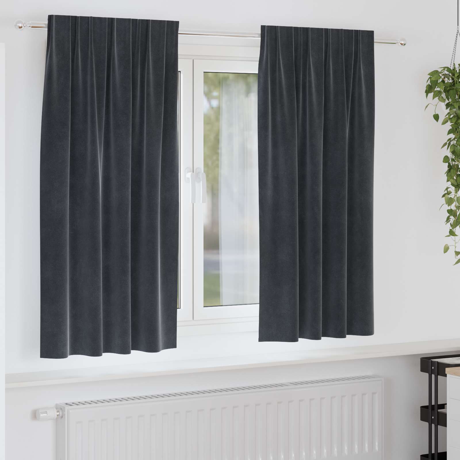 Vidaxl cortinas opacas 2 piezas terciopelo gris oscuro 140 x 175 cm
