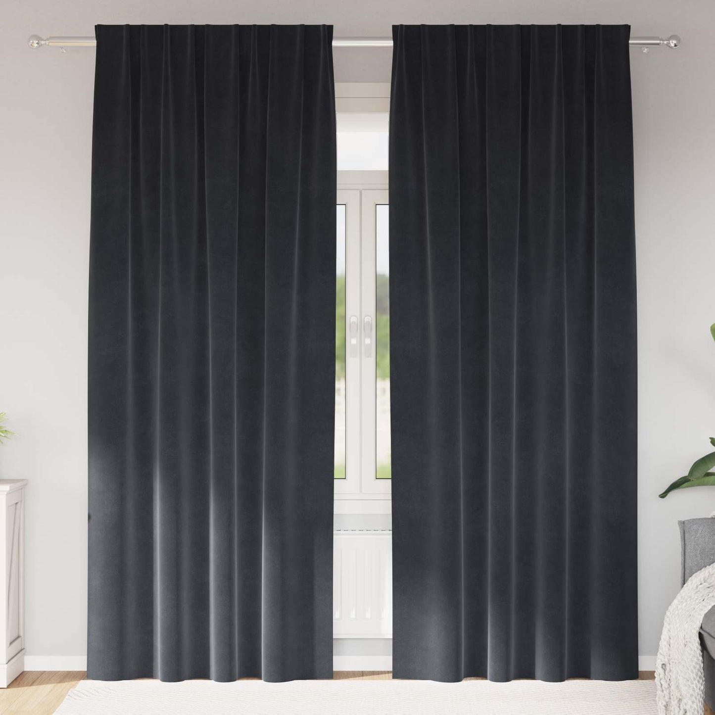 Vidaxl cortinas opacas 2 piezas terciopelo gris oscuro 140 x 225 cm