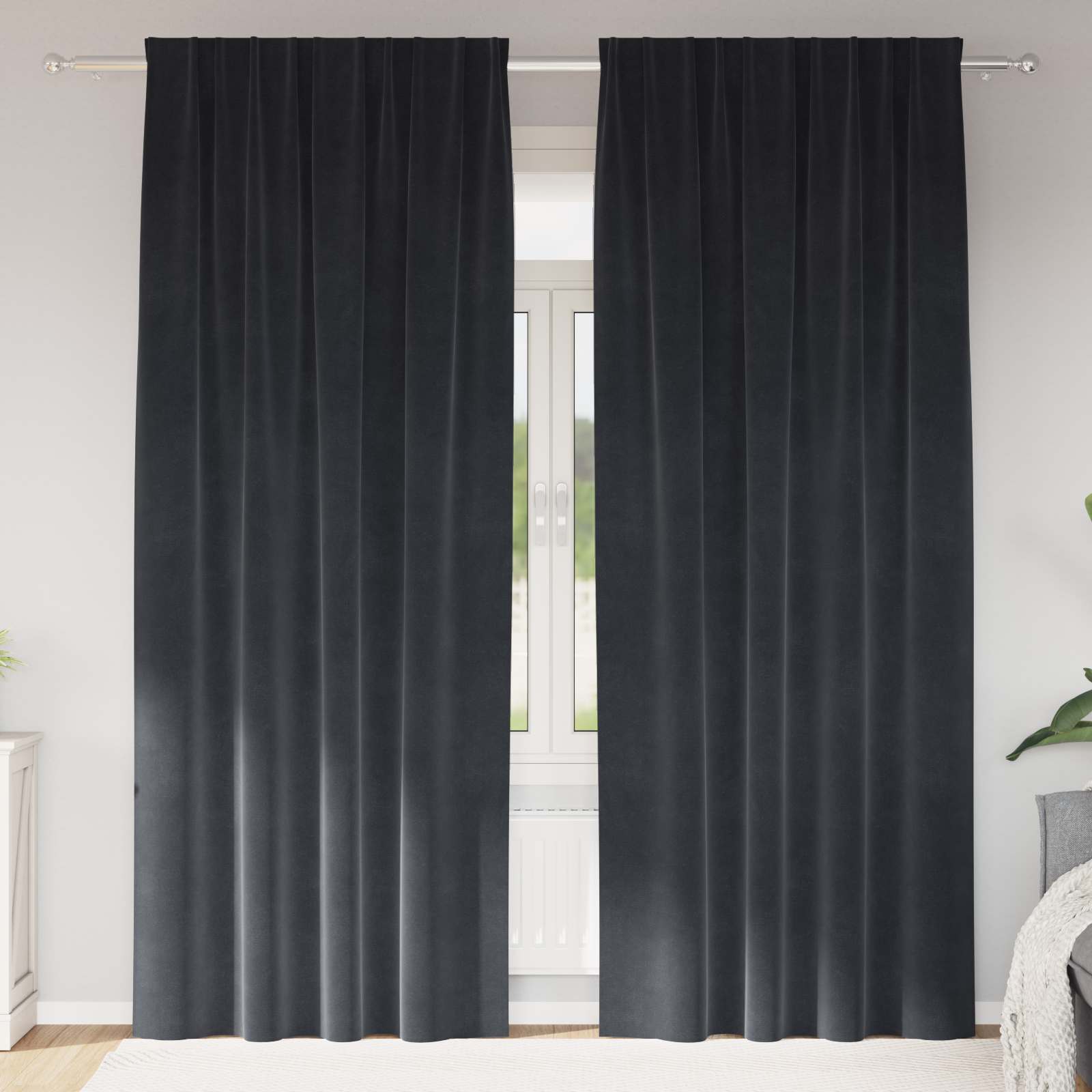 Vidaxl cortinas opacas 2 piezas terciopelo gris oscuro 140 x 225 cm
