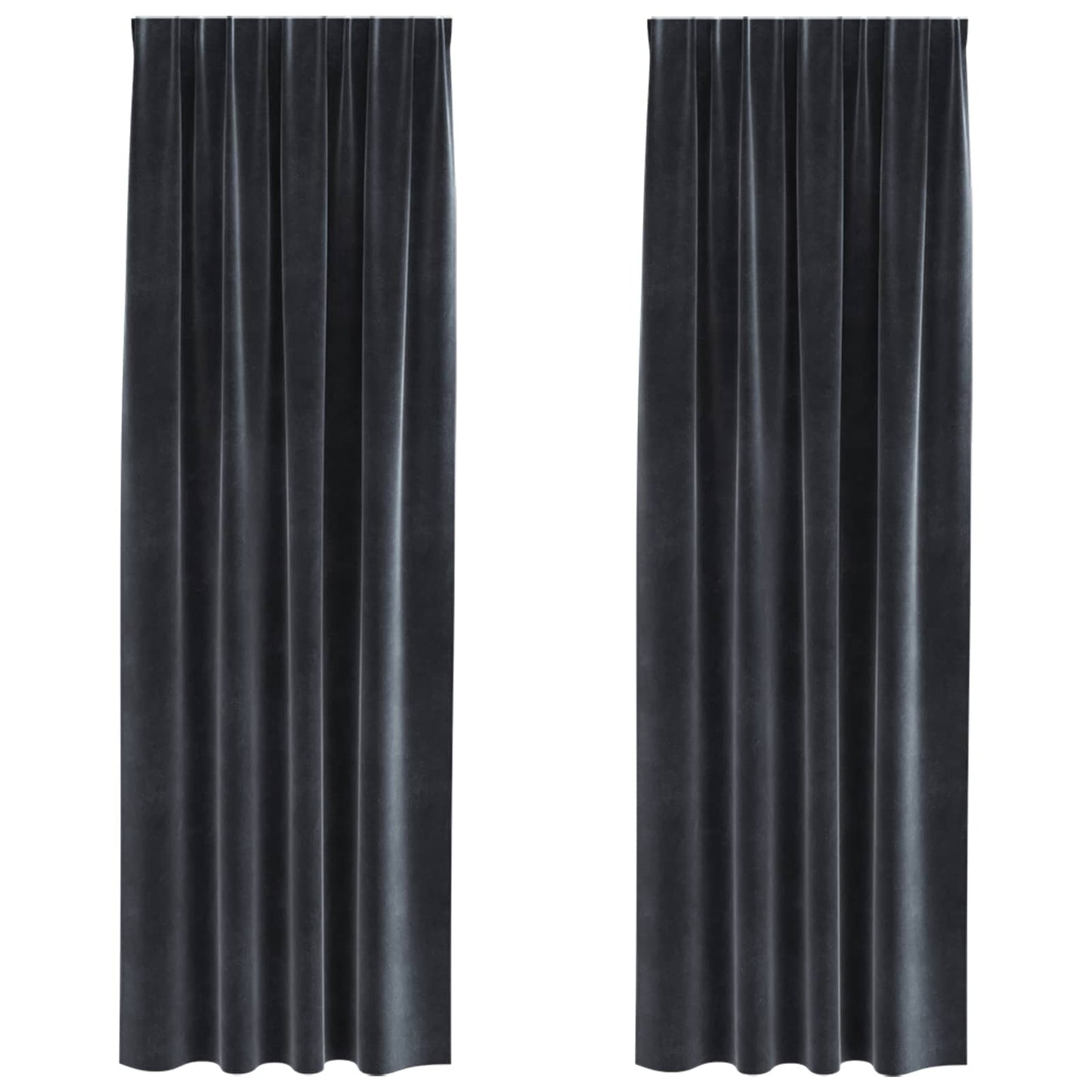 Vidaxl cortinas opacas 2 piezas terciopelo gris oscuro 140 x 225 cm