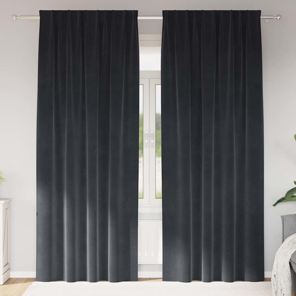 Vidaxl cortinas opacas 2 piezas terciopelo gris oscuro 140 x 245 cm