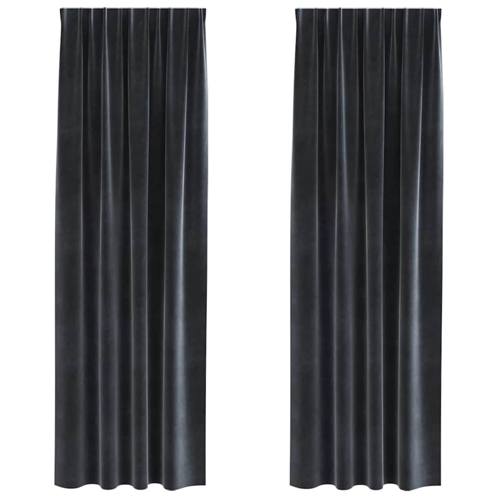Vidaxl cortinas opacas 2 piezas terciopelo gris oscuro 140 x 245 cm