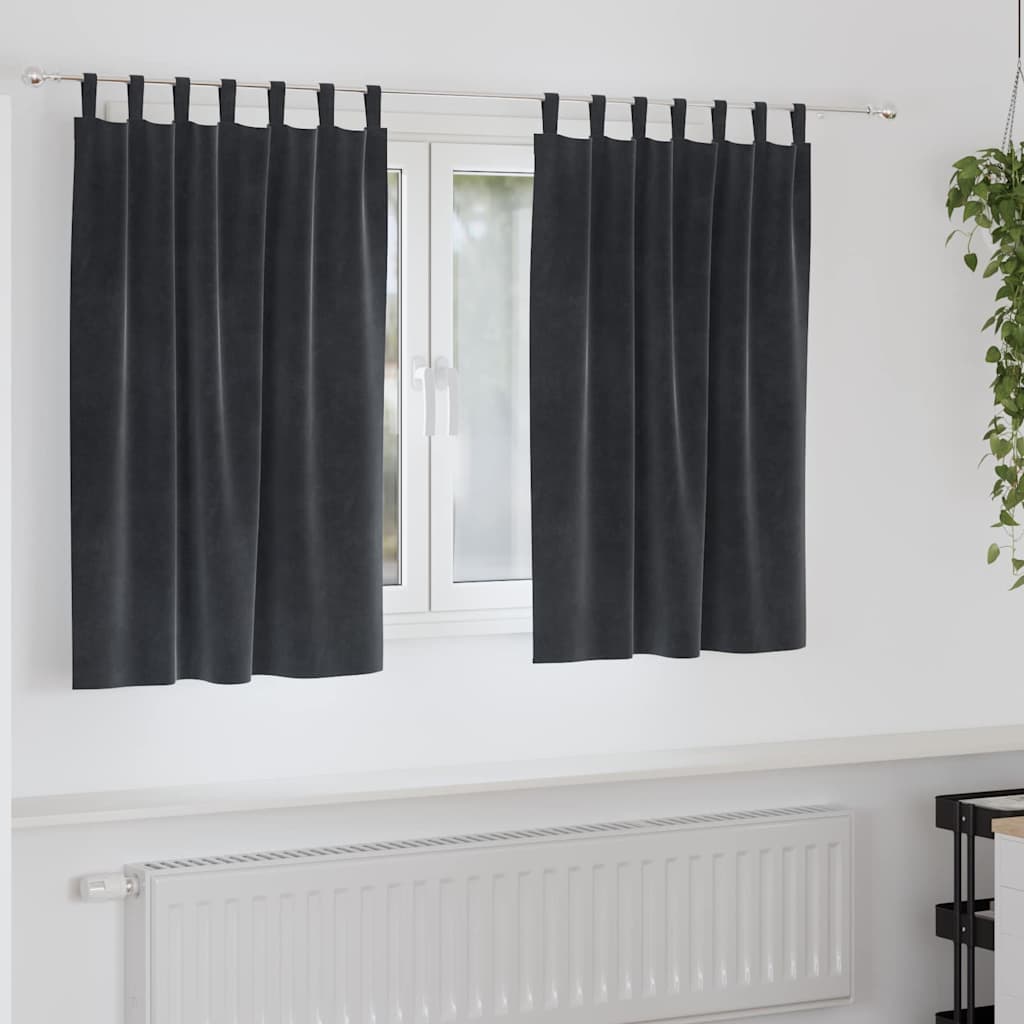 Vidaxl cortinas opacas 2 piezas terciopelo gris oscuro 140 x 140 cm