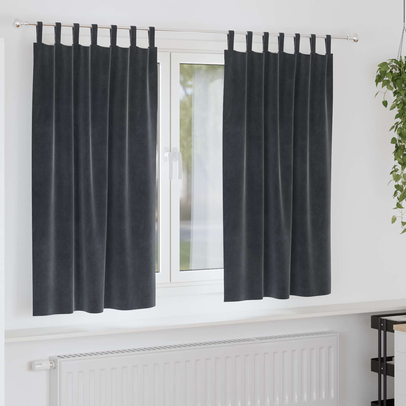 Vidaxl cortinas opacas 2 piezas terciopelo gris oscuro 140 x 175 cm