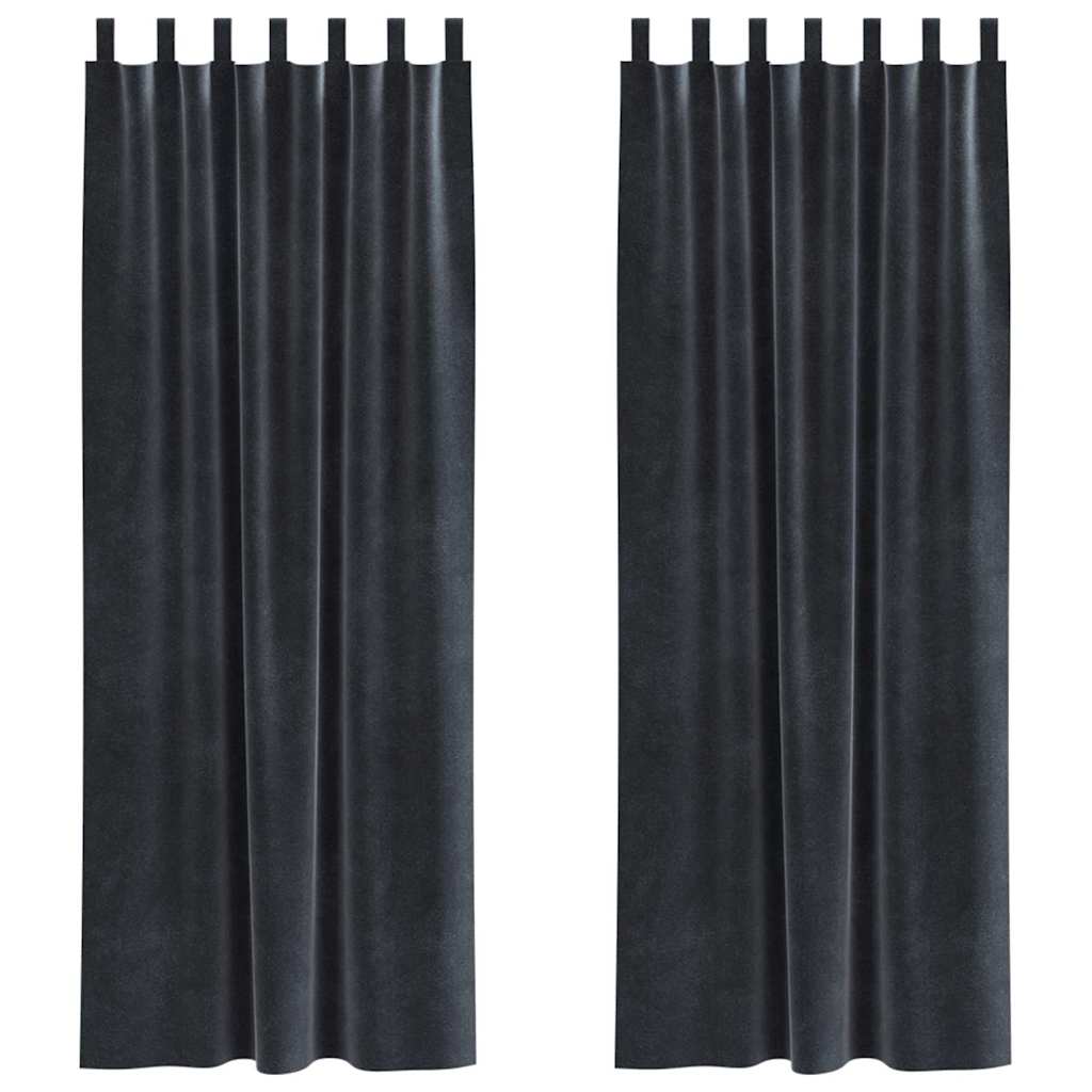 Vidaxl cortinas opacas 2 piezas terciopelo gris oscuro 140 x 225 cm
