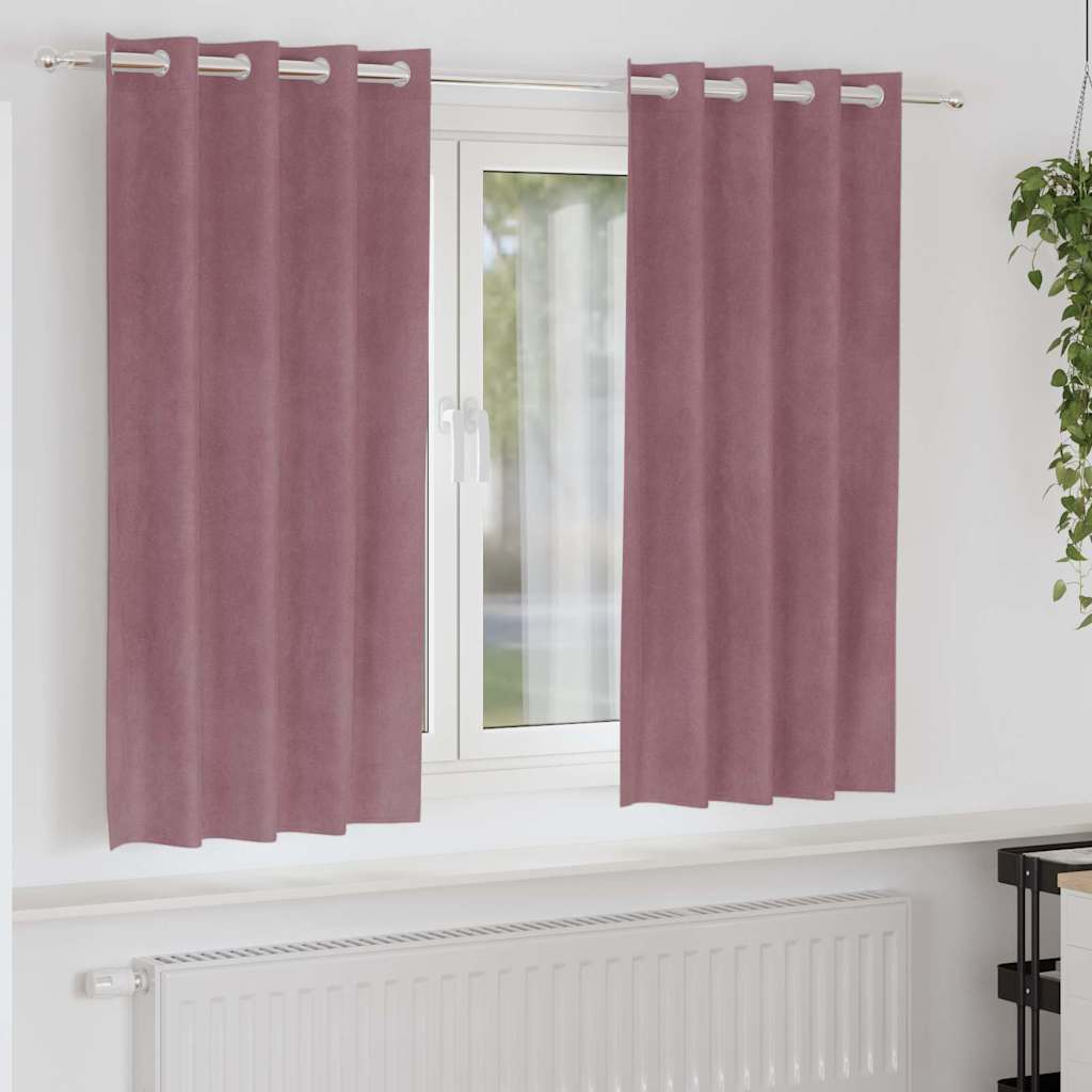 Vidaxl cortinas opacas 2 piezas terciopelo rosa oscuro 140 x 175 cm