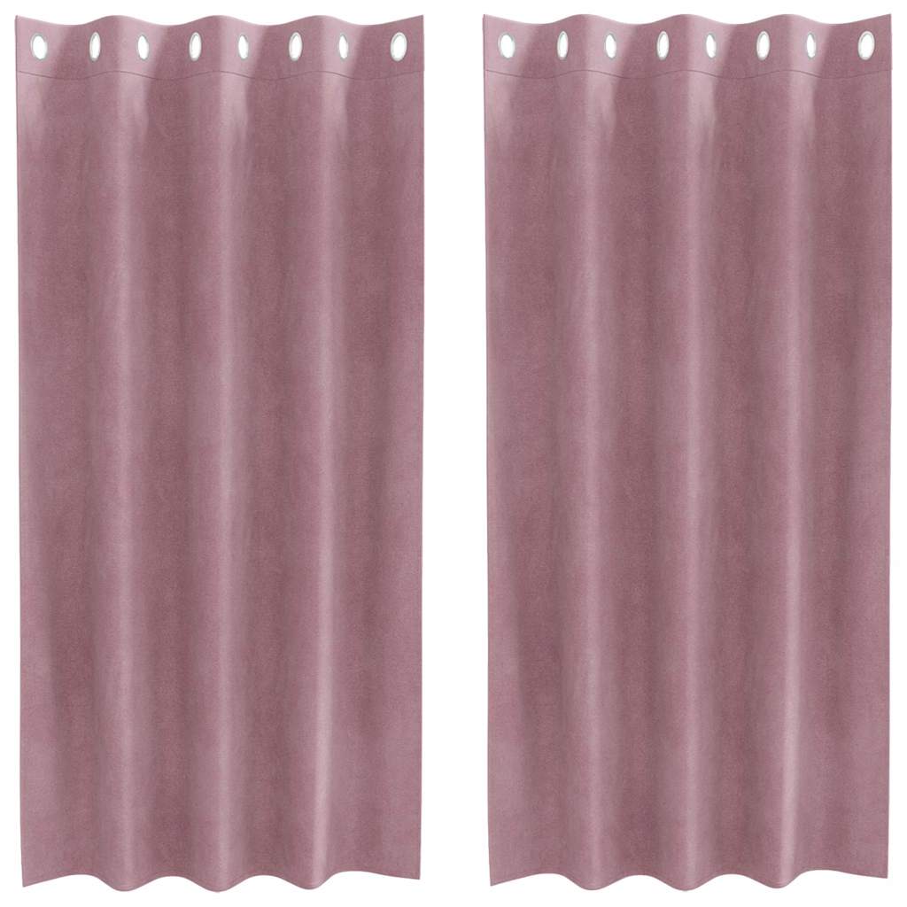 Vidaxl cortinas opacas 2 piezas terciopelo rosa oscuro 140 x 175 cm