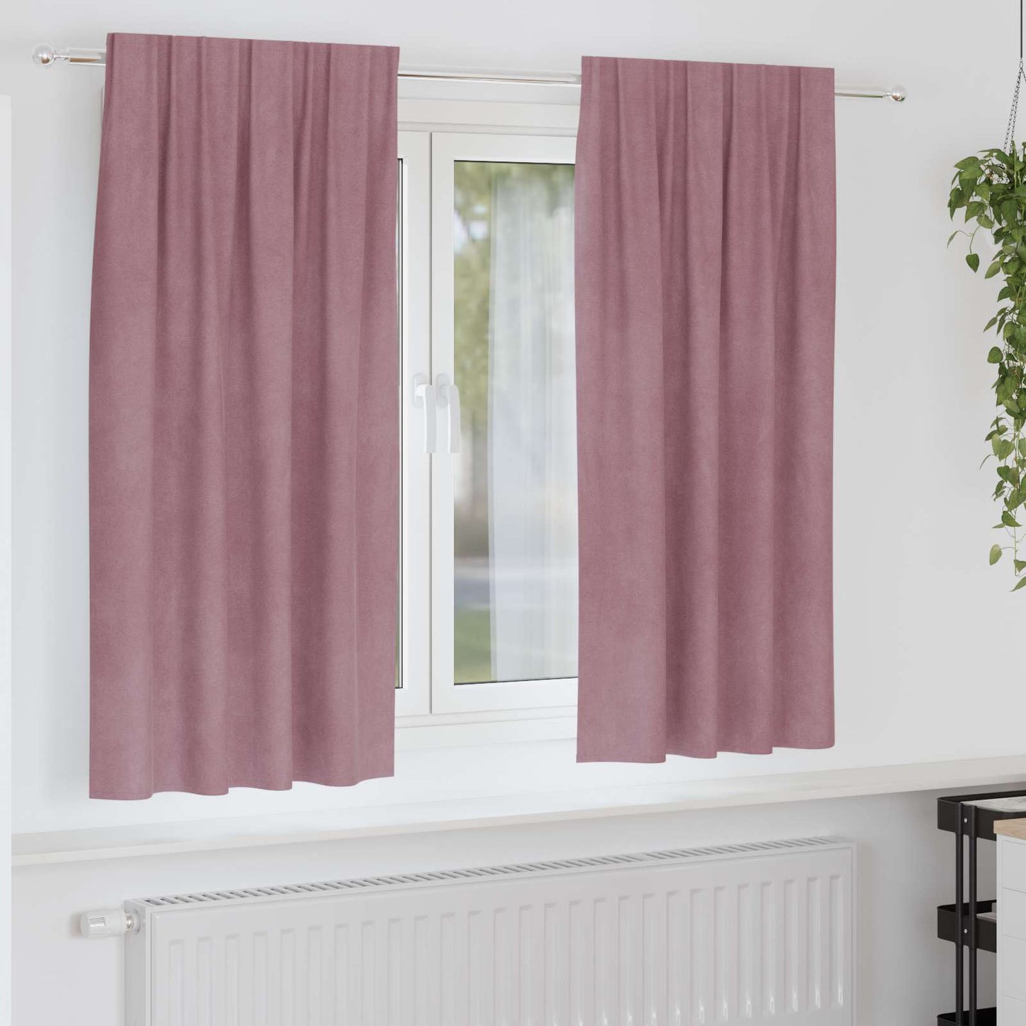 Vidaxl cortinas opacas 2 piezas terciopelo rosa oscuro 140 x 175 cm