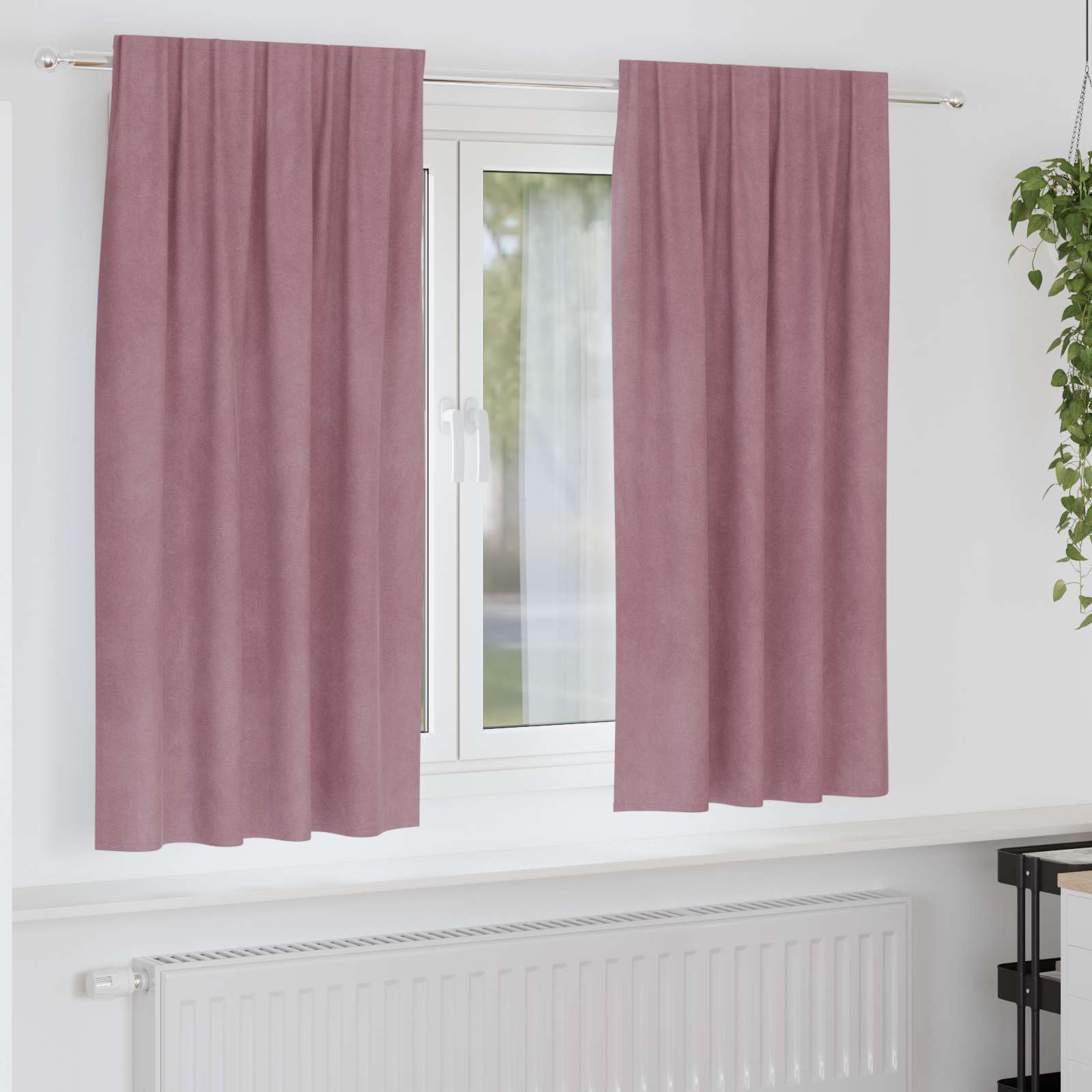 Vidaxl cortinas opacas 2 piezas terciopelo rosa oscuro 140 x 175 cm