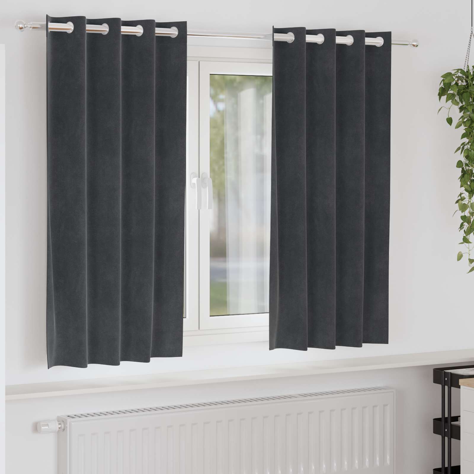 Vidaxl cortinas opacas 2 piezas terciopelo gris claro 140 x 175 cm