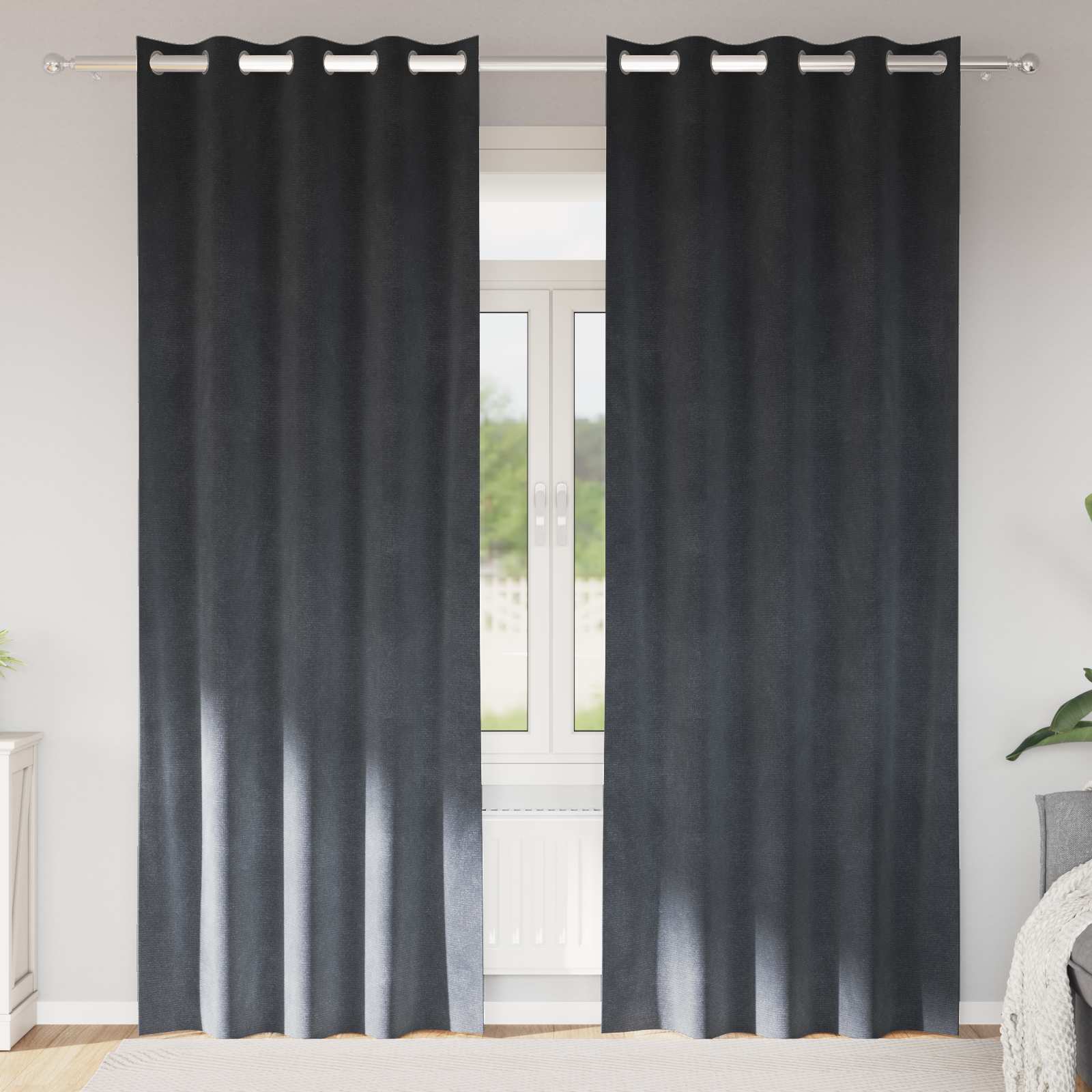 Vidaxl cortinas opacas 2 piezas terciopelo gris claro 140 x 260 cm