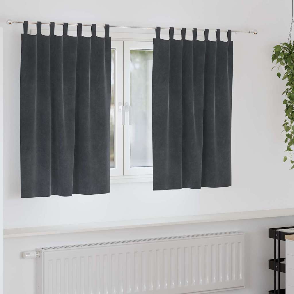 Vidaxl cortinas opacas 2 piezas terciopelo gris claro 140 x 140 cm