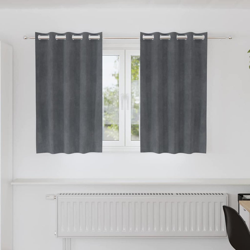 Vidaxl cortinas opacas 2 piezas terciopelo gris claro 140 x 140 cm