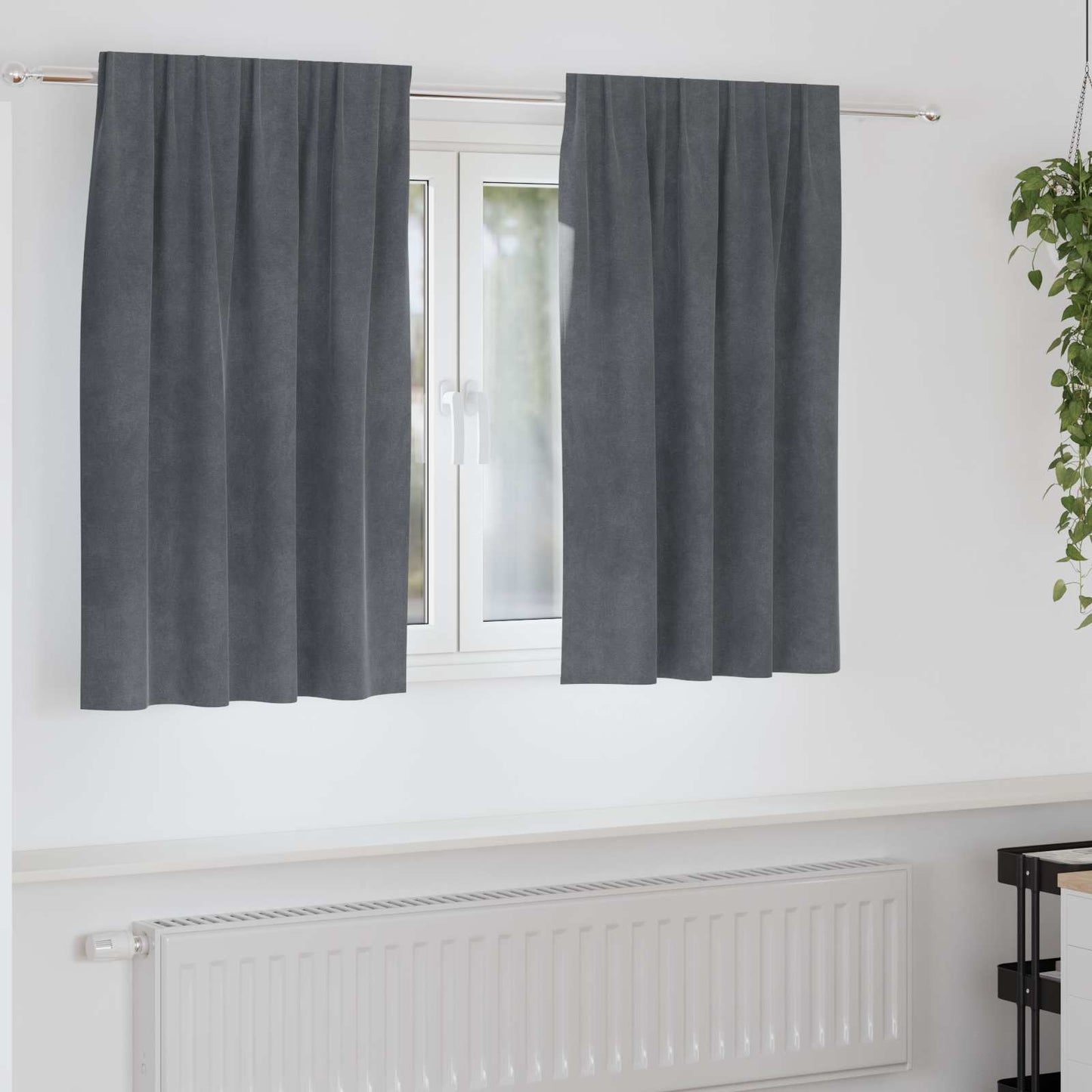 Vidaxl cortinas opacas 2 piezas terciopelo gris claro 140 x 140 cm