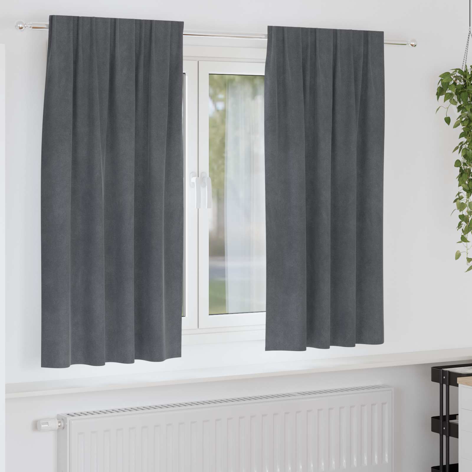 Vidaxl cortinas opacas 2 piezas terciopelo gris claro 140 x 175 cm