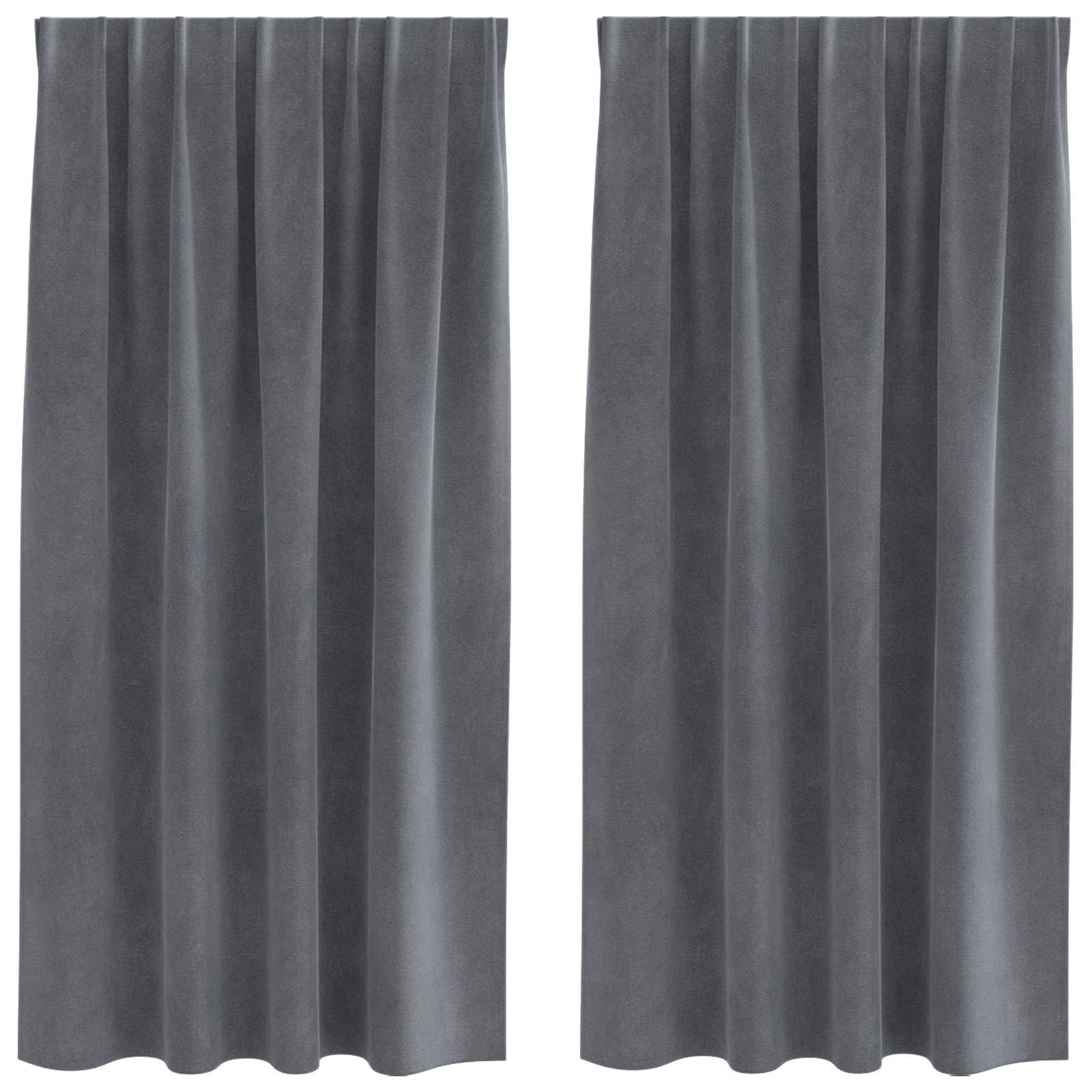 Vidaxl cortinas opacas 2 piezas terciopelo gris claro 140 x 175 cm