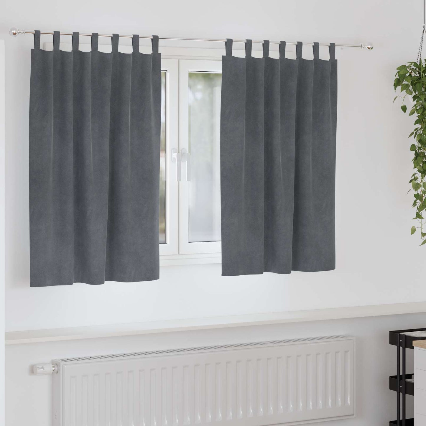Vidaxl cortinas opacas 2 piezas terciopelo gris claro 140 x 140 cm