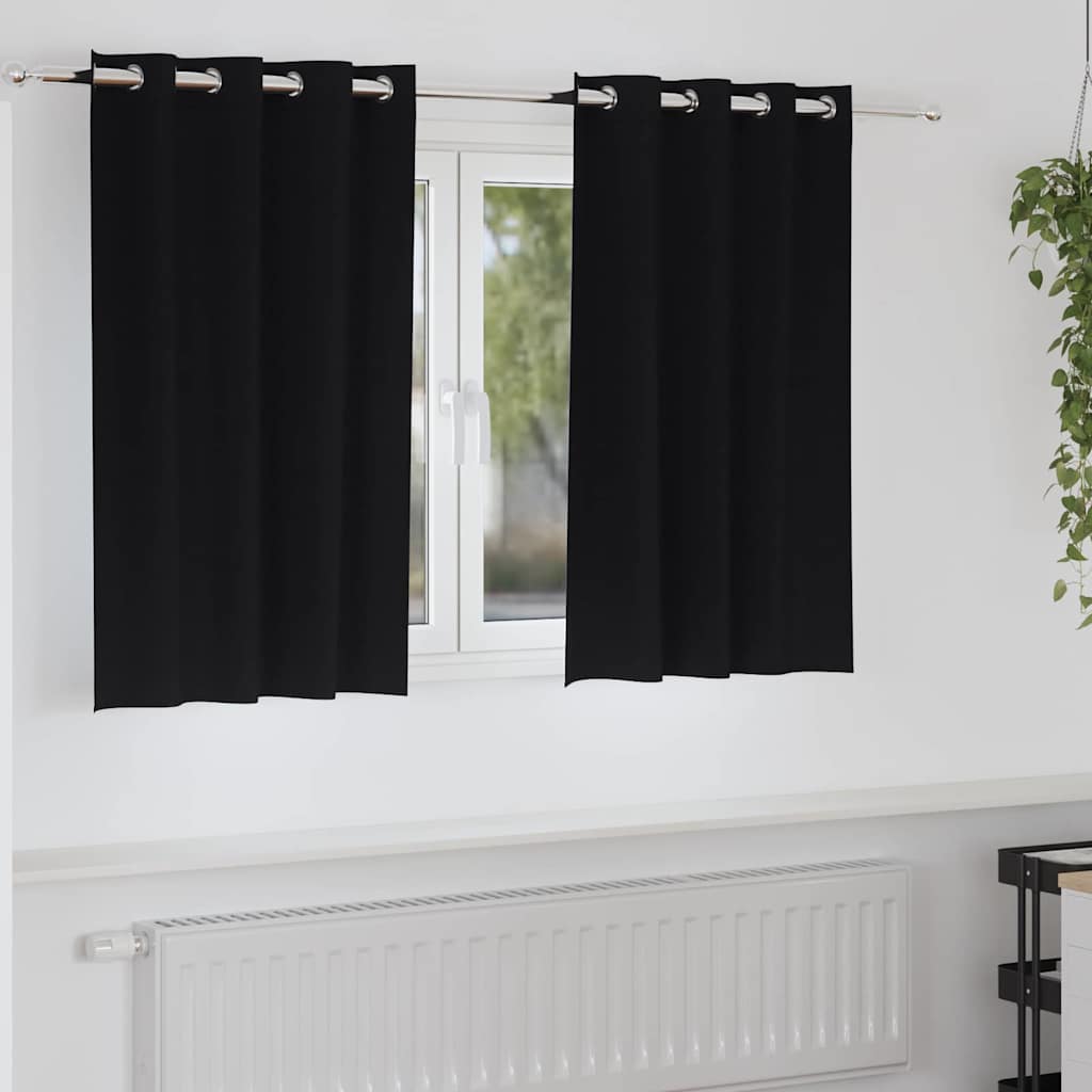 Tende oscuranti VidaXL con anelli 2 pz nere 140 x 140 cm