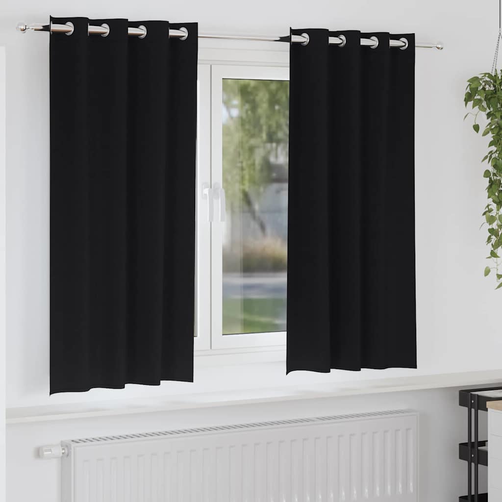 Tende oscuranti VidaXL con anelli 2 pz nere 175 x 140 cm