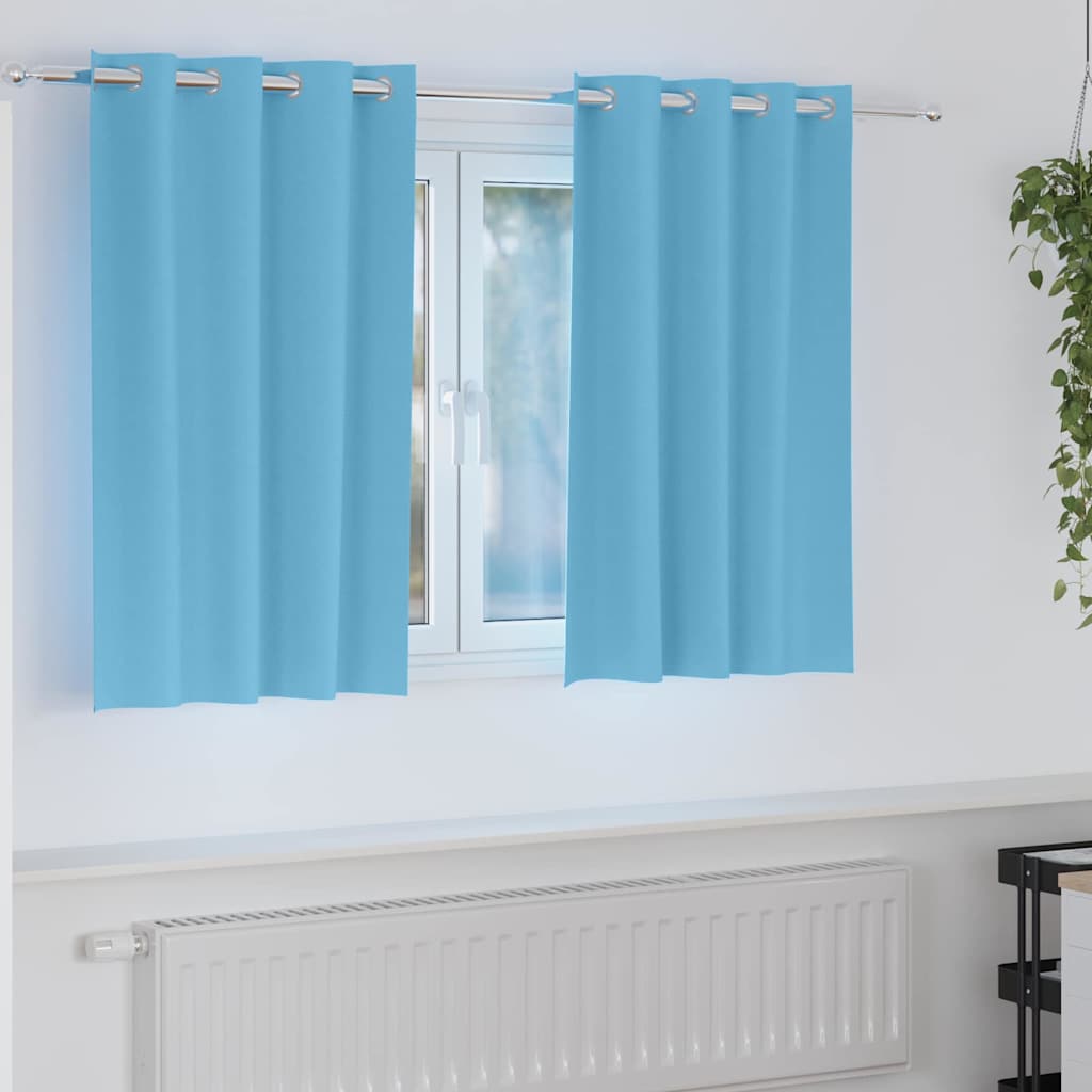 Vidaxl cortinas opacas con anillas 2 piezas azul claro 140 x 140 cm