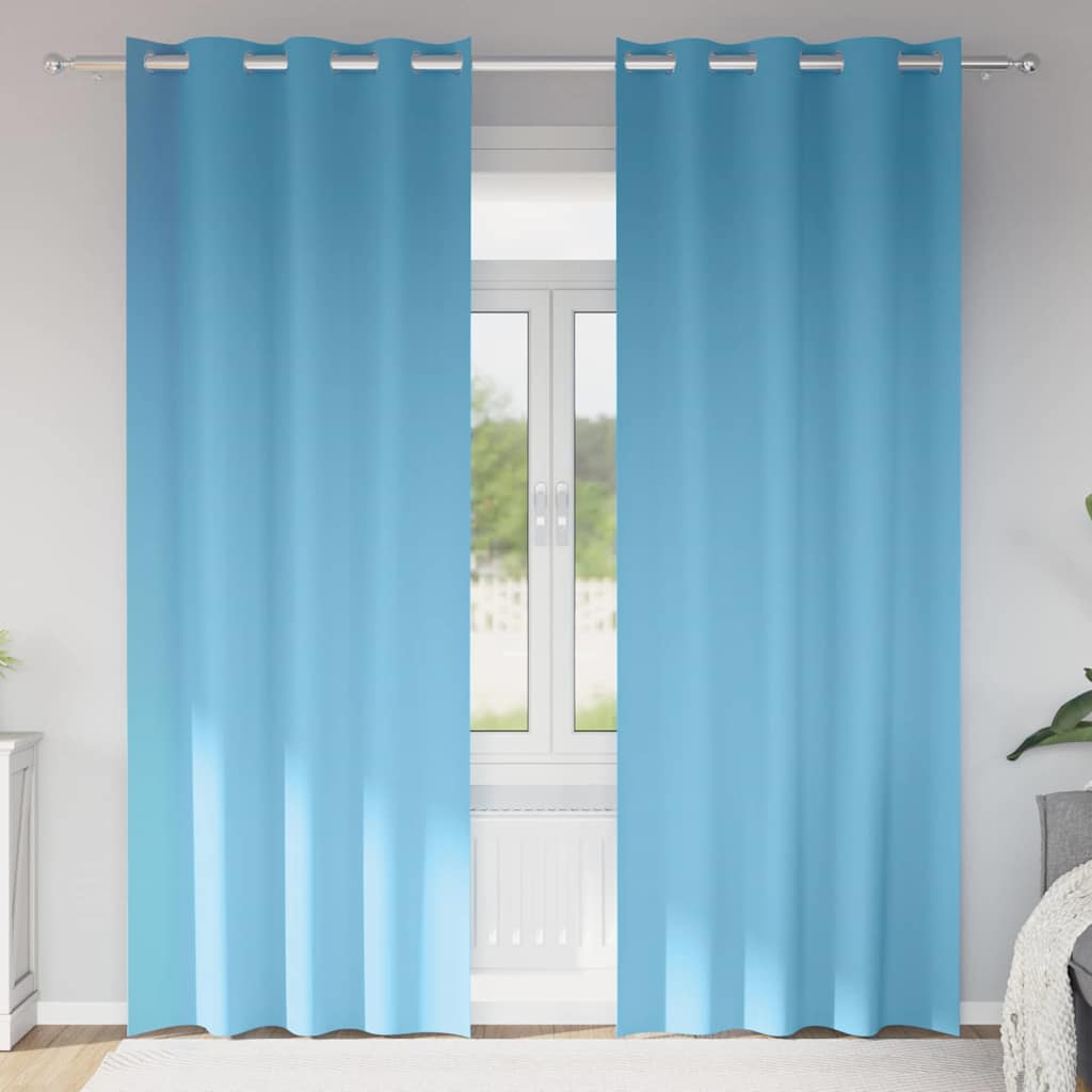 Vidaxl cortinas opacas con anillas 2 piezas azul claro 245 x 140 cm