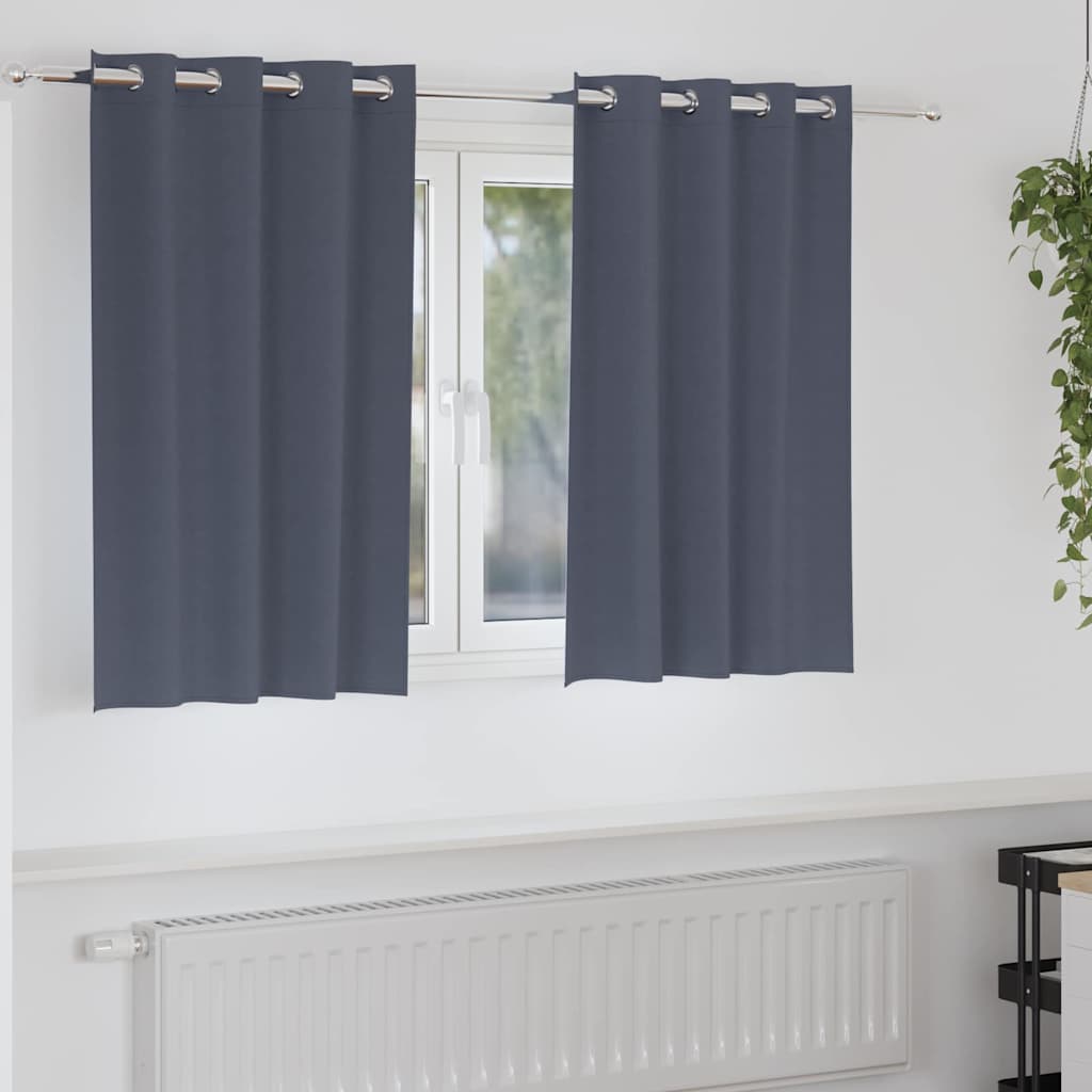 Vidaxl cortinas opacas con anillas 2 piezas antracita 140 x 140 cm