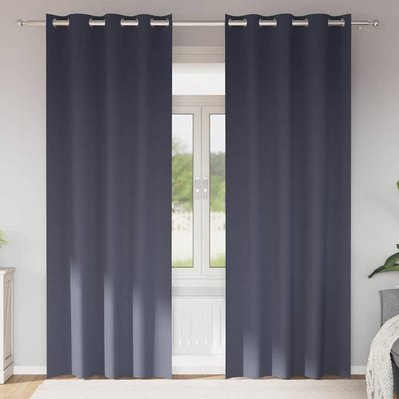 Vidaxl zwart-out gordijnen met ringen 2 pcs antraciet 245 x 140 cm