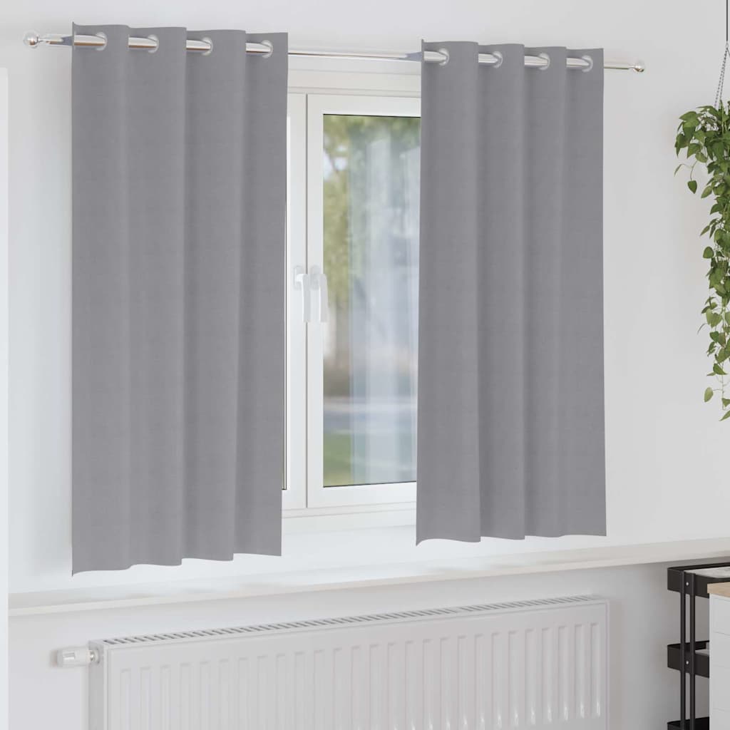 Vidaxxl cortinas opacas con anillas 2 piezas gris claro 175 x 140 cm
