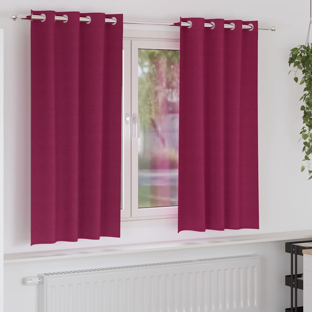 Tende oscuranti VidaXL con anelli 2 pezzi rosso vino 175 x 140 cm