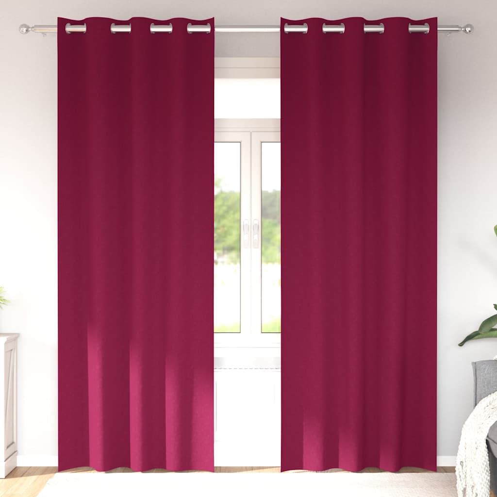 Tende oscuranti VidaXL con anelli 2 pezzi rosso vino 225 x 140 cm