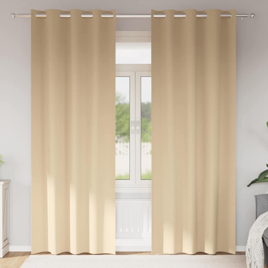 VidaXL cortinas opacas con anillas 2 uds crema 260 x 140 cm