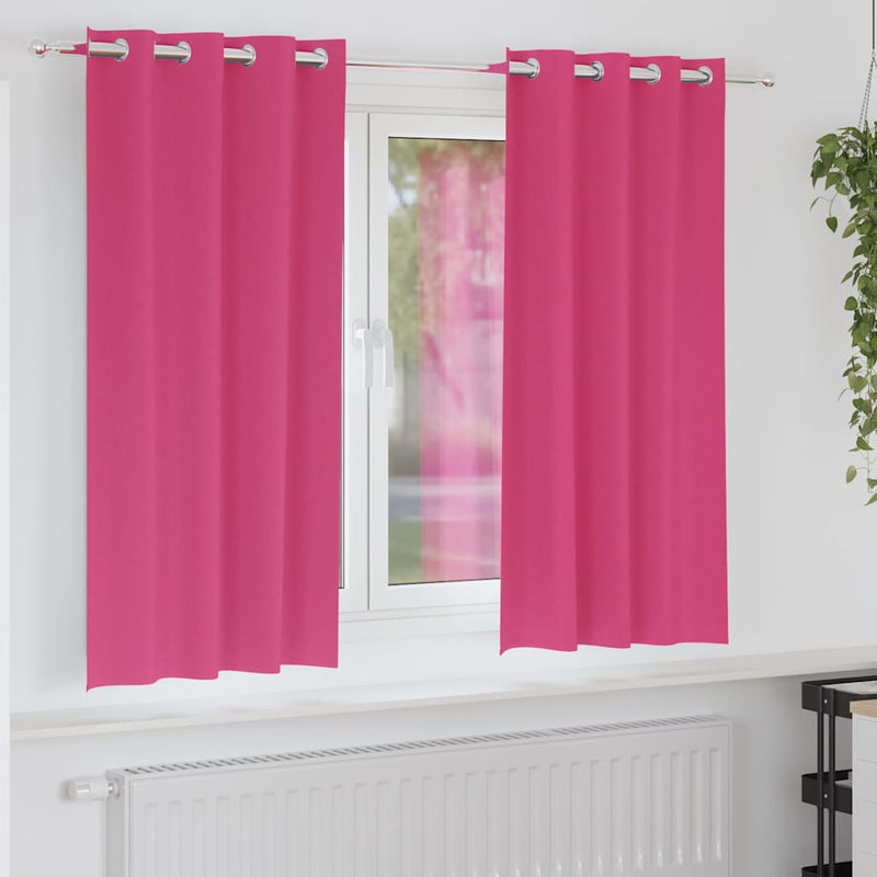 Vidaxl cortinas opacas con anillas 2 piezas rosa brillante 175 x 140 cm