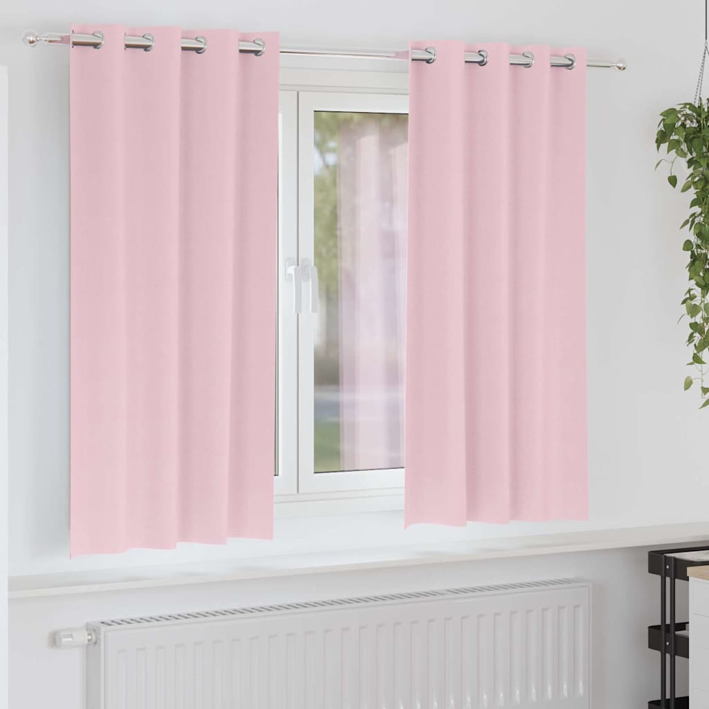 Vidaxl cortinas opacas con anillas 2 piezas rosa bebé 175 x 140 cm