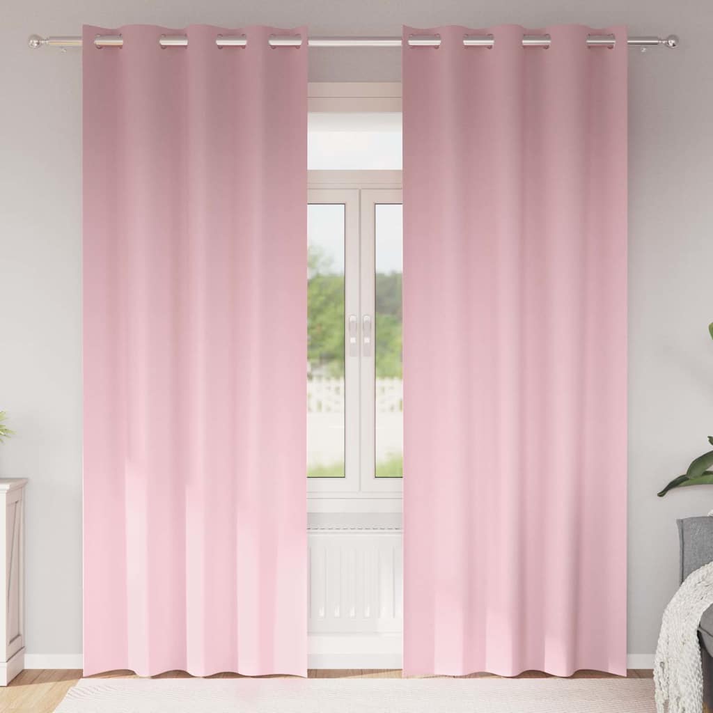 Vidaxl cortinas opacas con anillas 2 piezas rosa bebé 245 x 140 cm