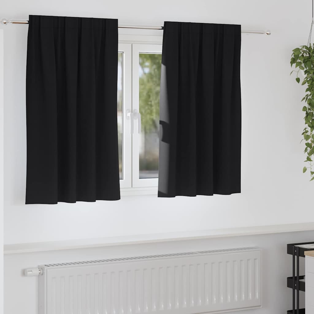 Tende oscuranti VidaXL con anelli 2 pz nere 140 x 140 cm