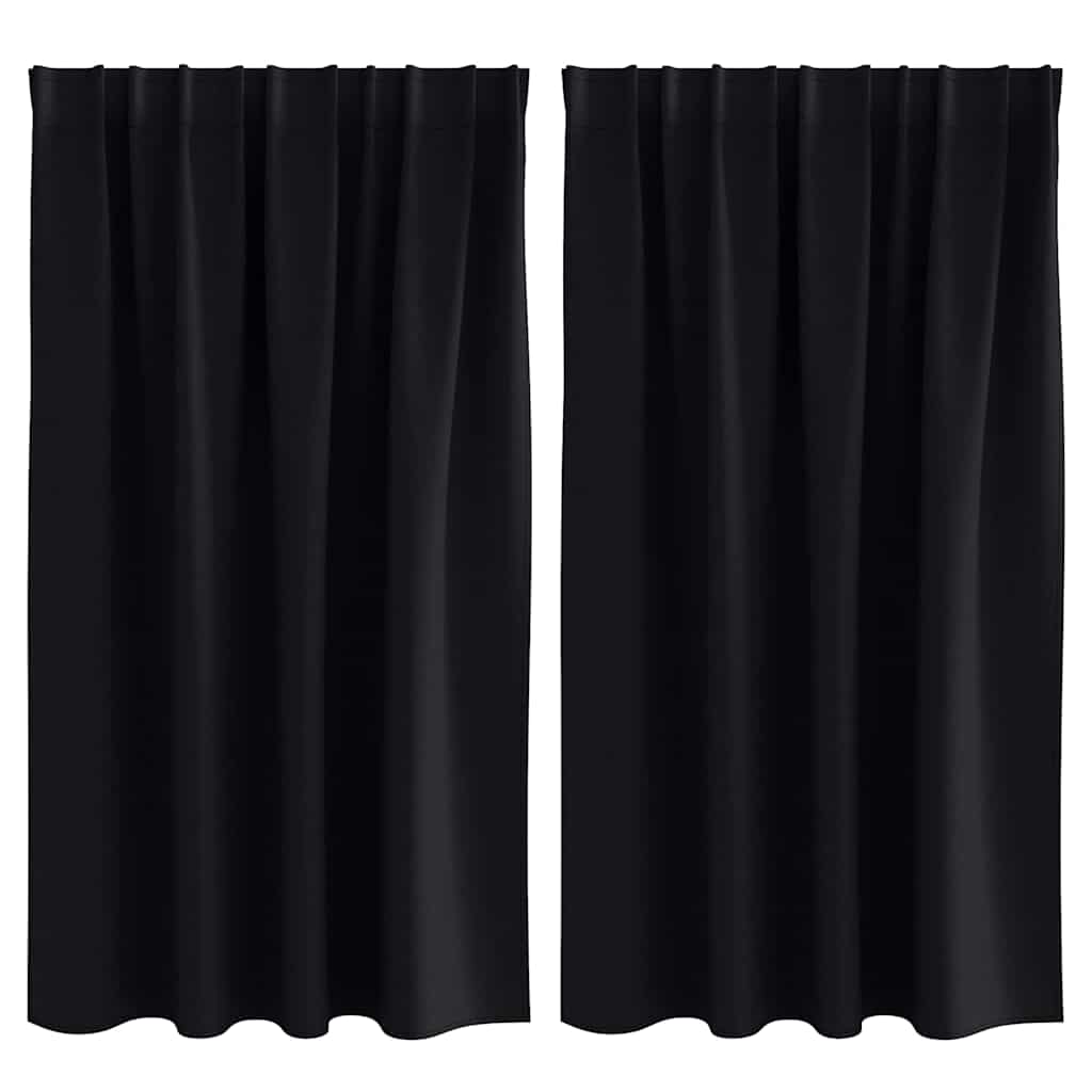 Tende oscuranti VidaXL con anelli 2 pz nere 140 x 140 cm
